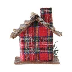 Northlight 4" Frosted & Glittered Red & Brown Plaid Country Cabin Christmas Ornament -Holiday Glow D491185S 4