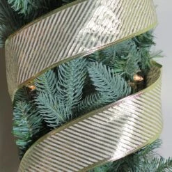 Northlight 2.5" X 10yd. Wired Diagonal Stripes Christmas Ribbon -Holiday Glow D491213S 2