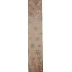 Northlight 2.5" X 10yd. Wired Sparkling Snowflakes Christmas Ribbon -Holiday Glow D491214S 2