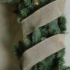 Northlight 2.5" X 10yd. Wired Faded Burlap Christmas Ribbon -Holiday Glow D491215S 3