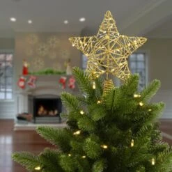 9" Gold Star Tree Top With Dual Color® Lights -Holiday Glow D491237S 2