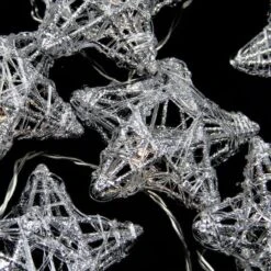 PENN 10ct. Clear LED Spun Glass Star Christmas String Lights -Holiday Glow D491435S 2