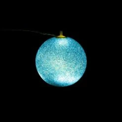 Sienna 7" Blue Shimmering Sphere Mini Ball Outdoor Decorative Patio Christmas String Lights -Holiday Glow D491503S 2