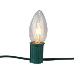 Northlight Mighty Light Clear C9 Christmas Pathway Marker Set, Green Wire -Holiday Glow D491617S 16