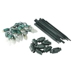 Northlight Mighty Light Clear C9 Christmas Pathway Marker Set, Green Wire -Holiday Glow D491617S 3