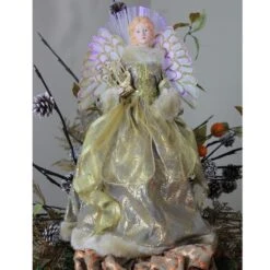 Northlight 16" Gold & Brown Lighted Angel In Gown With Harp Tree Topper 9 Northlight 16" Gold & Brown Lighted Angel In Gown With Harp Tree Topper -Holiday Glow D491630S 3