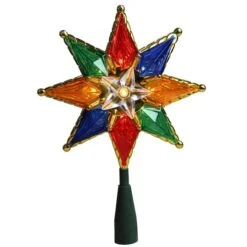 Northlight 8" Lighted Multi Color 8-Point Star Tree Topper 9 Northlight 8" Lighted Multi Color 8-Point Star Tree Topper -Holiday Glow D491632S 3