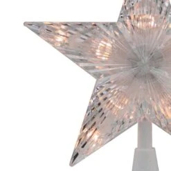 Northlight 7.5" Clear & White 5-Point Star Tree Topper 13 Northlight 7.5" Clear & White 5-Point Star Tree Topper -Holiday Glow D491633S 13