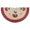 Northlight 48" Christmas Puddings Burlap Plaid Tree Skirt 2 Northlight 48" Christmas Puddings Burlap Plaid Tree Skirt -Holiday Glow D491635S 1