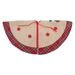 Northlight 48" Christmas Puddings Burlap Plaid Tree Skirt 13 Northlight 48" Christmas Puddings Burlap Plaid Tree Skirt -Holiday Glow D491635S 5
