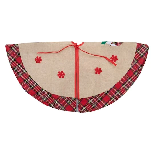 Northlight 48" Christmas Puddings Burlap Plaid Tree Skirt 8 Northlight 48" Christmas Puddings Burlap Plaid Tree Skirt - Image 6