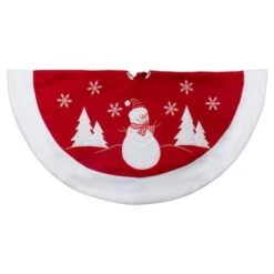 Northlight 36" Red & White Winter Snowman Embroidered Christmas Tree Skirt