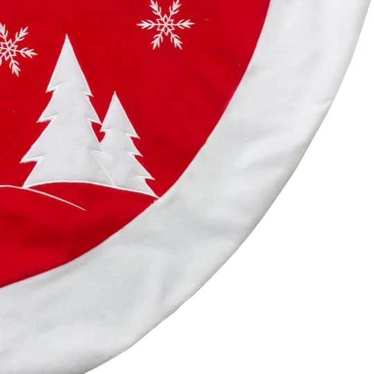 Northlight 36" Red & White Winter Snowman Embroidered Christmas Tree Skirt 6 Northlight 36" Red & White Winter Snowman Embroidered Christmas Tree Skirt - Image 4