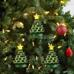 5" LED Green Nostalgic Trees Figurine Set -Holiday Glow D511940S 2