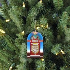 Miniature Blue Vintage Jukebox Ornament 7 Miniature Blue Vintage Jukebox Ornament -Holiday Glow D511961S 2
