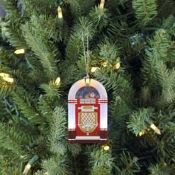 Miniature White Vintage Jukebox Ornament -Holiday Glow D511962S 2