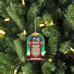 Miniature Green Vintage Jukebox Ornament -Holiday Glow D511963S 2
