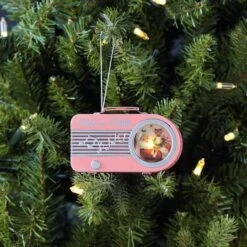 Miniature Pink Vintage Radio Ornament -Holiday Glow D511966S 2