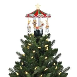 11" Animated Carousel Christmas Tree Topper -Holiday Glow D511968S 2