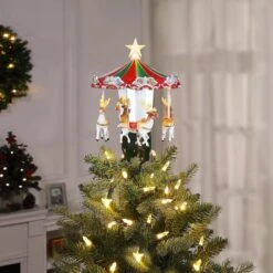 11" Animated Carousel Christmas Tree Topper -Holiday Glow D511968S 3