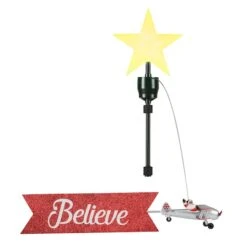Santa's Plane & Banner Animated Christmas Tree Topper -Holiday Glow D511971S 2
