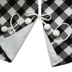 52" General Store Collection Black & White Plaid Tree Skirt -Holiday Glow D531319S 5