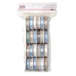 Gwen Studios 3/8" X 2yd. Silver & Blue Holiday Ribbon Pack, 24ct. 15 Gwen Studios 3/8" X 2yd. Silver & Blue Holiday Ribbon Pack, 24ct. -Holiday Glow D539466S 4