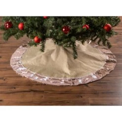 DII® Champagne Sequin Linen Holiday Tree Skirt -Holiday Glow D540063S 2