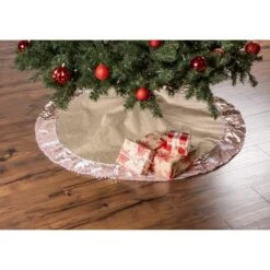 DII® Champagne Sequin Linen Holiday Tree Skirt -Holiday Glow D540063S 4