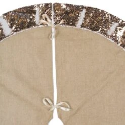 DII® Champagne Sequin Linen Holiday Tree Skirt -Holiday Glow D540063S 5