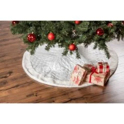 DII® Cream Diamond Quilted Holiday Tree Skirt -Holiday Glow D540064S 4
