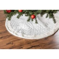DII® Cream Diamond Quilted Holiday Tree Skirt -Holiday Glow D540064S 5