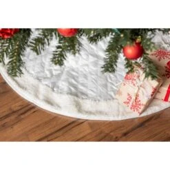 DII® Cream Diamond Quilted Holiday Tree Skirt -Holiday Glow D540064S 6