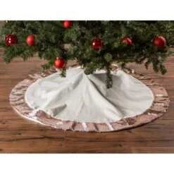 DII® Cream Sequin Velvet Holiday Tree Skirt -Holiday Glow D540065S 7