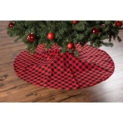 DII® Red & Black Buffalo Check Holiday Tree Skirt -Holiday Glow D540066S 5