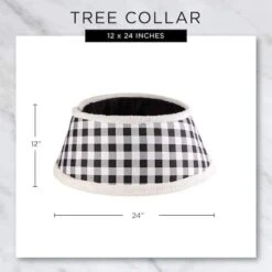 DII® Black & White Buffalo Check Holiday Tree Collar -Holiday Glow D540069S 7