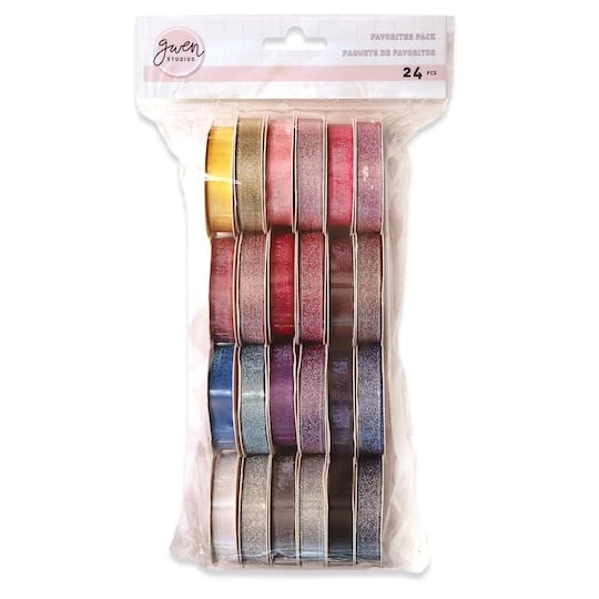 Gwen Studios 3/8" X 2yd. Sheer & Metallic Holiday Ribbon Pack, 24ct. 4 Gwen Studios 3/8" X 2yd. Sheer & Metallic Holiday Ribbon Pack, 24ct. - Image 2