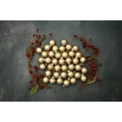 Whitehurst 40ct. 1.25" Matte Glass Ball Ornaments Gold Matte -Holiday Glow D623195S 13