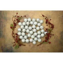 Whitehurst 40ct. 1.5" Pearl Glass Ball Ornaments White Pearl -Holiday Glow D623201S 13