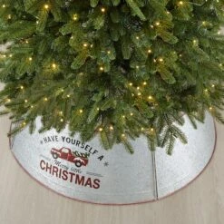 Glitzhome® 40.5" Christmas Galvanized Metal Truck Tree Collar 14 Glitzhome® 40.5" Christmas Galvanized Metal Truck Tree Collar -Holiday Glow D652293S 3