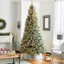 Glitzhome® 40.5" Christmas Galvanized Metal Truck Tree Collar 15 Glitzhome® 40.5" Christmas Galvanized Metal Truck Tree Collar -Holiday Glow D652293S 4