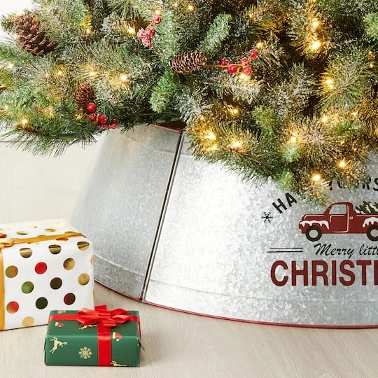 Glitzhome® 40.5" Christmas Galvanized Metal Truck Tree Collar 9 Glitzhome® 40.5" Christmas Galvanized Metal Truck Tree Collar - Image 7