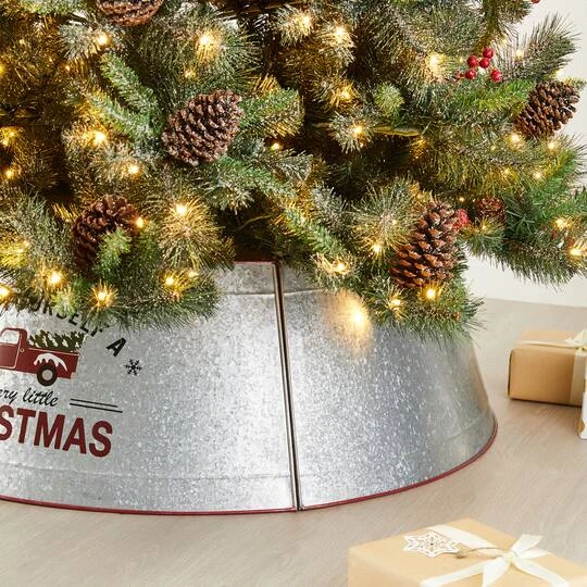 Glitzhome® 40.5" Christmas Galvanized Metal Truck Tree Collar 10 Glitzhome® 40.5" Christmas Galvanized Metal Truck Tree Collar - Image 8