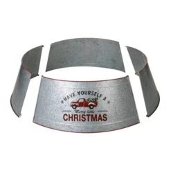Glitzhome® 40.5" Christmas Galvanized Metal Truck Tree Collar 19 Glitzhome® 40.5" Christmas Galvanized Metal Truck Tree Collar -Holiday Glow D652293S 8