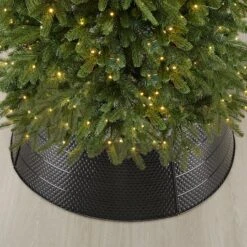 Glitzhome® 40.5" Christmas Black Hammered Metal Tree Collar 14 Glitzhome® 40.5" Christmas Black Hammered Metal Tree Collar -Holiday Glow D652297S 3