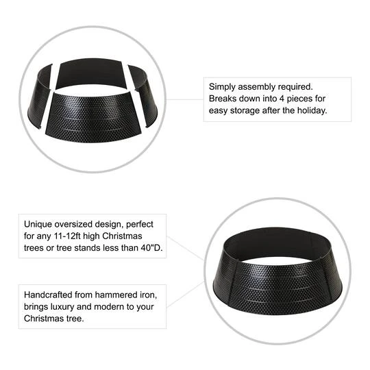 Glitzhome® 40.5" Christmas Black Hammered Metal Tree Collar 8 Glitzhome® 40.5" Christmas Black Hammered Metal Tree Collar - Image 6