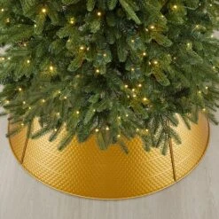 Glitzhome® 40.5" Christmas Gold Hammered Metal Tree Collar -Holiday Glow D652298S 3