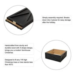 Glitzhome® 32" Black Wooden Tree Collar 16 Glitzhome® 32" Black Wooden Tree Collar -Holiday Glow D652302S 5