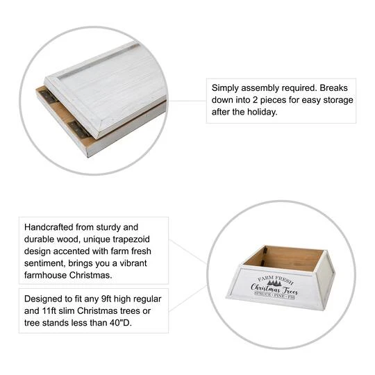 Glitzhome® 32" White Trapezoid Farm Fresh Christmas Tree Collar 8 Glitzhome® 32" White Trapezoid Farm Fresh Christmas Tree Collar - Image 6