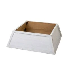 Glitzhome® 32" White Trapezoid Farm Fresh Christmas Tree Collar 19 Glitzhome® 32" White Trapezoid Farm Fresh Christmas Tree Collar -Holiday Glow D652303S 8